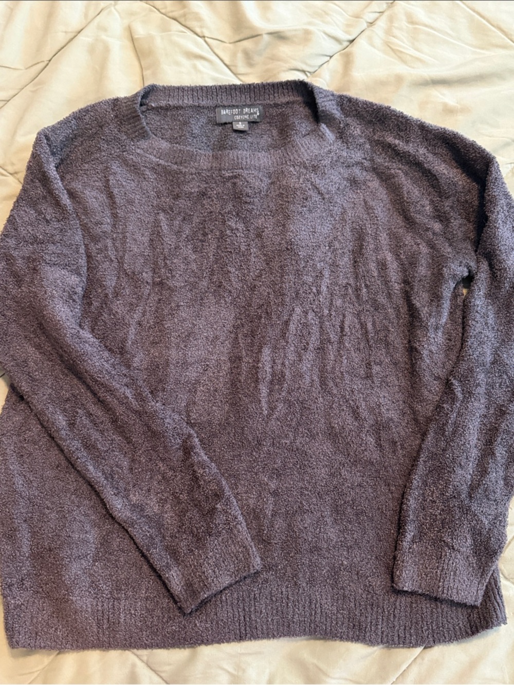 Barefoot Dreams Plush Crewneck Sweater - Heather Charcoal Small Like New